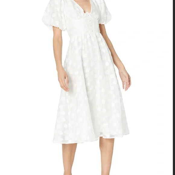 astr white midi dress ASTR THE LABEL WHITE LACE MIDI DRESS SPAGHETTI STRAPS LINED WOMENS XS